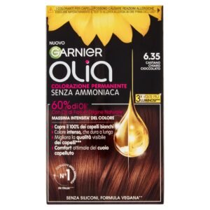 Garnier Olia Haarfarbe, permanente Färbung ohne Ammoniak, zarter Duft, deckt 100% des weißen Haares ab, Blütenöle natürlichen Ursprungs, helles Schokoladenbraun