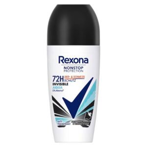 Rexona Nonstop Protection Deo Roll-On Invisible Aqua Anti Transpirant mit 72 Stunden Deo- und Schweiß-Schutz gegen weiße Rückstände und gelbe Flecken auf der Kleidung 50 ml