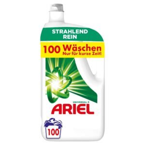 Ariel Flüssigwaschmittel Waschmittel, 100 Waschladungen Universal, Kraftvolle Fleckenentfernung Schon Ab Der 1 Wäsche
