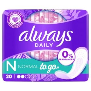 Always Daily Fresh Slips Slips Normal 20 Einheiten, 0% Parfüm und Farbstoff, um nichts als Frische und Schutz zu riechen