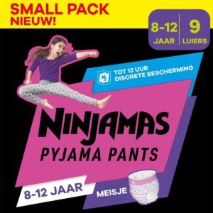 Ninjamas Pyjama Pants Herzen, 9 absorbierende Nachthöschen, 8 Jahre, 27kg-43kg, Auslaufschutz für die ganze Nacht