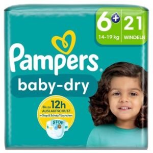 Pampers Baby-Dry Größe 6+, 21 Windeln, 14kg-19kg (21 Stk)