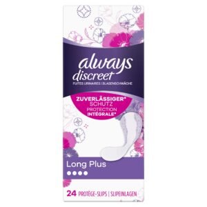 Always Discreet Inkontinenz-Slipeinlagen Long Plus (24 Binden) dünn & flexibel für diskreten Schutz bei leichter Blasenschwäche