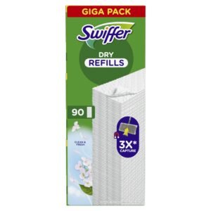 Swiffer Staubfänger, Nachfüllpackungen, Trockentücher, 90 Stück, Febreze-Duft, langanhaltend, fängt 3 mal mehr Staub und Tierhaare, Besen separat erhältlich