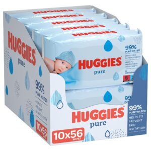 Huggies Feuchttücher Pure Baby Pflegetücher, 10er Pack (10x 56 Stück)