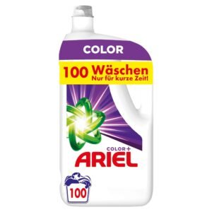 Ariel Flüssigwaschmittel Waschmittel, 100 Waschladungen Color, Kraftvolle Fleckenentfernung Schon Ab Der 1 Wäsche