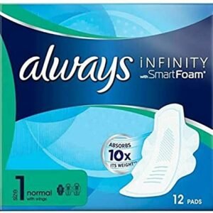 Always Infinity Normal (Größe 1) Damenbinden mit Flügeln, 12 Stück pro Packung (5 Stück)
