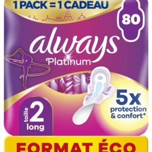 Always Platinum Damenbinden mit Flügeln Long Plus Medium Flow Eco Size 80 Einzeltaschen (4x20) 5 Komfortgroßen