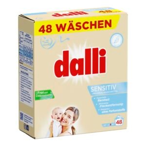 dalli Sensitiv Pulver - Unparfümiertes Vollwaschmittel Pulver für strahlend saubere und frische Kleidung - 48 Waschladungen