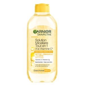 GARNIER Skin Active - Mizellenwasser All-in-1 - reinigt, entfernt Make-up & hellt - Mizellen & Vitamin C - Gesicht, Augen, Lippen - dunkle Haut mit mangelnder Strahlkraft - 400 ml