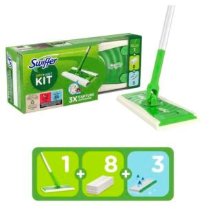 Swiffer Bodenwischer Starterkit, Bodenwischer trockene + feuchte Bodentücher, schnelle & einfache Bodenreinigung