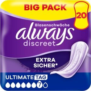 Always Discreet Inkontinenzeinlagen für Frauen Ultimate Tag 20 Stück Extra Sicher und Diskret