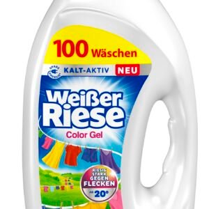 Weißer Riese Color Gel (100 Waschladungen), Color Waschmittel sorgt für strahlend saubere Wäsche & wirkt riesig stark gegen Flecken, Kalt-Aktiv schon ab 20° C, 100 % recycelbar*