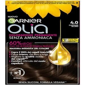 Garnier Olia Haarfarbe, permanente Färbung ohne Ammoniak, deckt 100% weißes Haar ab, mit natürlichen Blütenölen natürlichen Ursprungs, vegane Formel, Dunkelbraun