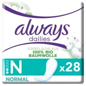Always Daily Slipeinlagen Damen, Normal (28 Binden) Organic Cotton Protection, sicherer Schutz und Oberfläche 100% Bio-Baumwolle