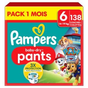 Pampers Baby-Dry Pants Paw Patrol Edition Große 6, 138 Windeln, 13kg-19kg, 360° Passform hilft, Auslaufen zu verhindern