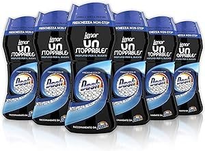 Lenor Wäscheduft Duftperlen Waschmaschine, Unstoppables Dash, 6er Pack (6 x 210 g), Non-Stop Frische für die Wäsche (bis zu 12 Wochen im Kleiderschrank)