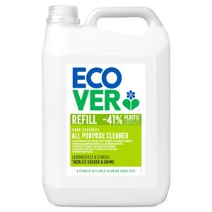 Ecover Allzweckreiniger Nachfüllpack, entfernt Schmutz und Dreck auf harten Oberflächen, Zitronengras- und Ingwerduft, 1 x 5L Packung