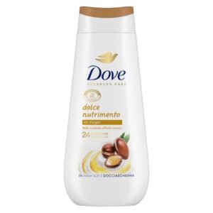 Dove Süßes Nährendes Duschgel, feuchtigkeitsspendendes Duschgel, milde Formel auf dem Hautmikrobiom, mit pflanzlichen Feuchtigkeitsspendern, ohne SLES, Duschbad für Damen und Herren, 225 ml