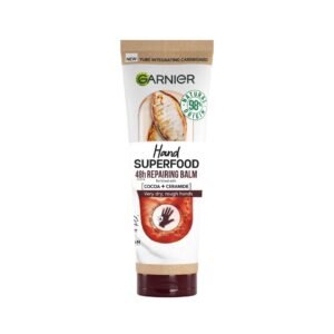 Garnier Body Superfood - reparierender Handbalsam 48 Stunden mit Kakaobutter & Keramik - vegane Formel mit 98% natürlichen Inhaltsstoffen - für extra trockene Hände - 75 ml