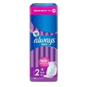 Always Maxi Binden Damen Gr. 2, Long (14 Damenbinden mit Flügeln) weich und super saugfähig, geruchsneutralisierend und Auslaufschutz