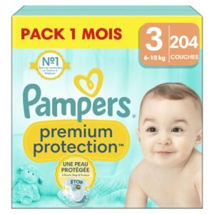 Pampers Premium Protection Große 3, 204 Windeln, 6kg-10kg, Doppelter Schutz für die Haut und vor Auslaufen