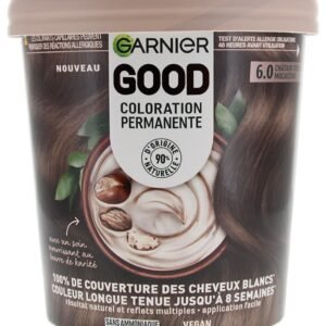 Garnier - Permanente Haarfarbe - ohne Ammoniak - 90% Inhaltsstoffe natürlichen Ursprungs - Sheabutter - 100% Abdeckung für weißes Haar - GOOD Hellbraun Mocaccino 6.0