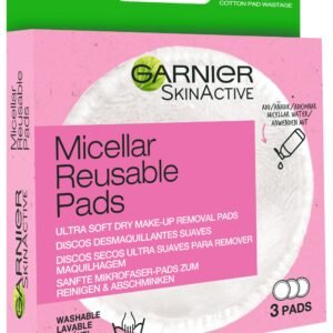 Garnier Waschbare Abschminkpads für gereinigte und weiche Haut, Aus Mikrofaser, Wiederverwendbar, SkinActive Eco Pads, 1 x 3 Stück