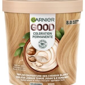 Garnier - Permanente Haarfarbe - ohne Ammoniak - 90% Inhaltsstoffe natürlichen Ursprungs - Sheabutter - 100% Abdeckung für weißes Haar - GOOD Honigblond 8.0