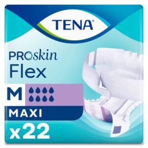 TENA ProSkin Flex Maxi, Größe M, 8 Tropfen, hohe Saugfähigkeit, All-in-One-Slips, 3 Stück, 22 Stück