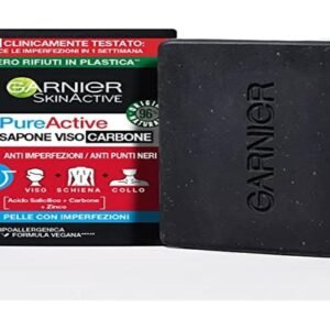 Garnier PureActive Holzkohle-Gesichts- und Körperseife, gegen Hautunreinheiten, vegane Formel mit 98% natürlichen Inhaltsstoffen, 100 g