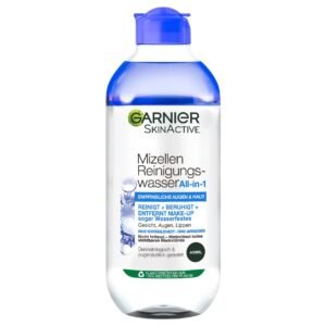 Garnier Parfümfreies All-in-1 Mizellen Reinigungswasser mit Glycerin für besonders sensible Haut und Augen, Make up Entferner und Gesichtsreinigung für empfindliche Haut, Skin Active, 1 x 400 ml