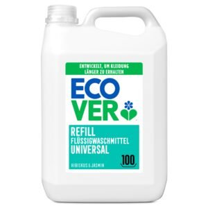 Ecover Waschmittel Universal Hibiskus & Jasmin (5L/100 Waschladungen), Flüssigwaschmittel mit pflanzenbasierten Inhaltsstoffen, pflegendes Vollwaschmittel für Erhalt und Schutz der Kleidung