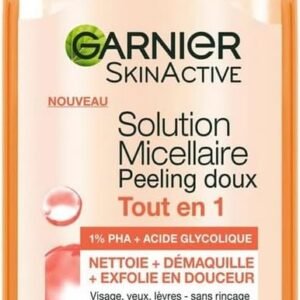 Garnier - Mizellenwasser All-in-1 Sanftes Peeling - 1% PHA & Glykolsäure - Peeling & Glättend - für alle Hauttypen - ohne Ausspülen - vegane & hypoallergene Formel - 400 ml