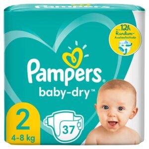 Pampers Baby-Dry Große 2, 37 Windeln, bis zu 12 Stunden Rundumschutz, 4-8kg