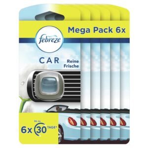 Febreze Auto Lufterfrischer (12 ml) Reine Frische, Auto Duft gegen Gerüche (6 x 2 ml)