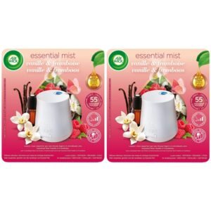 Air Wick Duftspender für ätherische Öle Essential Mist + 1 Nachfüllpack Vanille und Himbeere, 25 ml, 5 Stück